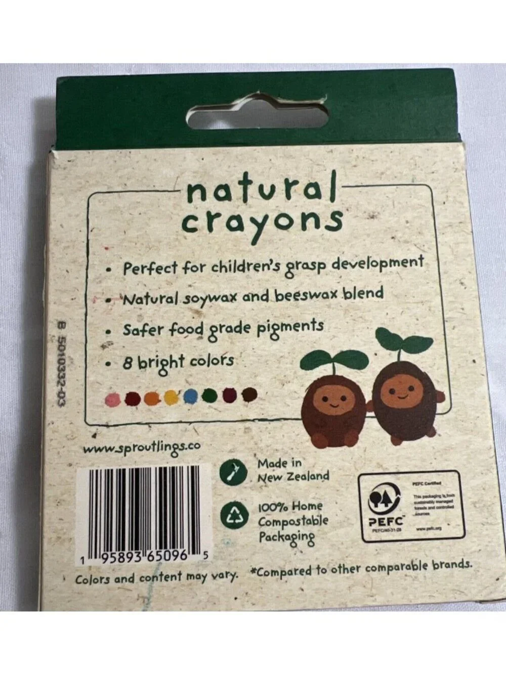Sproutlings Natural Crayons Soy & Beeswax Blend, 8 Vibrant Colors Lot of 3 Boxes